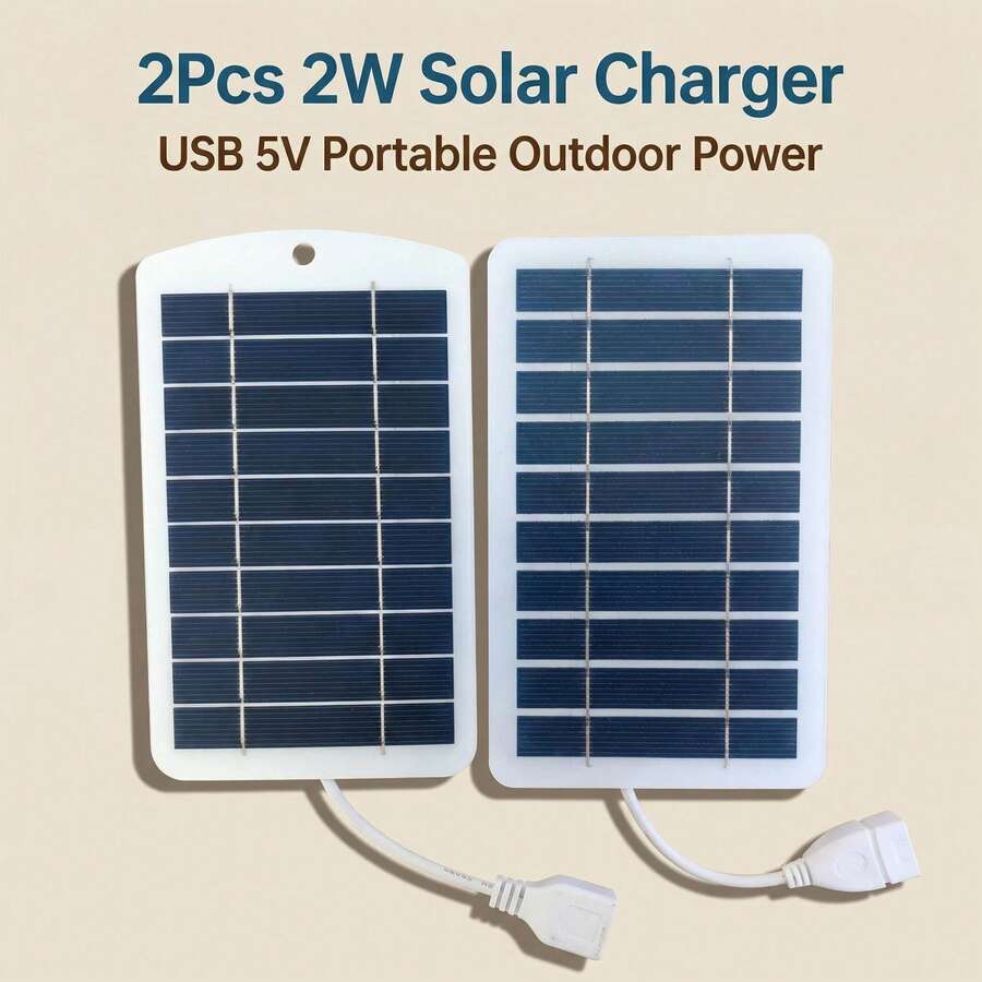 2pcs 2W Solar Panels, Suitable For Outdoor Hiking And Camping - View 1