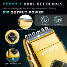 BLUTOOL 4-In-1 Professional Hair Clippers Set, Cordless Beard Trimmer & Electric Shavers Kit, LCD Display Barber Clippers For Men, USB Rechargeable Grooming Kit, Perfect Gift For Christmas/Birthday/Father's Day - Gold - View 7