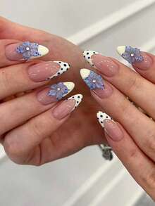 10pcs Handmade Short False Nails, Artificial Nails, Short Pressed Nails, Handmade Nails, Suitable For Summer - Champagne - View 2