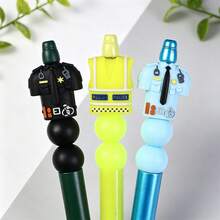 3颗主题硅胶珠，反光背心/制服/汽车造型，DIY创意手链、项链、包包挂饰和工艺品 - 彩色 - 查看 4