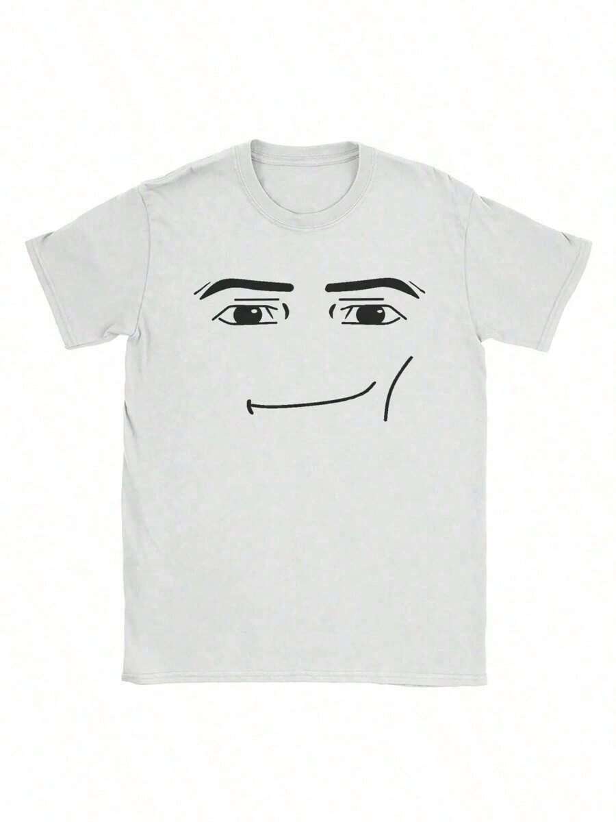 180Gpure CottonAnime Robot Robloxs Face T-Shirts Women Fun Tees Crew Neck Short Sleeve T Shirts Women Clothing Harajuku T ShirtsGIFT - 白色 - 查看 1