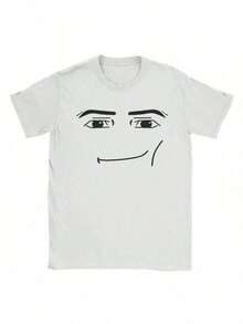 180Gpure CottonAnime Robot Robloxs Face T-Shirts Women Fun Tees Crew Neck Short Sleeve T Shirts Women Clothing Harajuku T ShirtsGIFT - 白色 - 查看 6