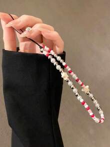 Simple Mixed-Color Beaded Star-Shaped Mobile Phone Chain. Mobile Phone Case Hanging Rope Is A Portable Anti-Loss Hand Rope. It Is Suitable As A Mobile Phone Pendant Or Mobile Phone Chain For Birthdays, Festivals, And As A Gift For Mothers, Family Members, And Friends. - Multicolor - View 2