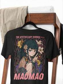 Oversized Maomao T-Shirt – Anime-Inspired Apothecary Diaries Tee, Cute Manga Shirt, Gift For Anime F-Vintage Street Style Unisex Loose Cotton Short Sleeve Crew Neck T-Shirt Men Women T-Shirt Print Tee, Summer, Summer Outfit Women, Summer Tops, Mother's Day, Festival, Sports, Vacation, Tops Women - màu đen - Xem 1
