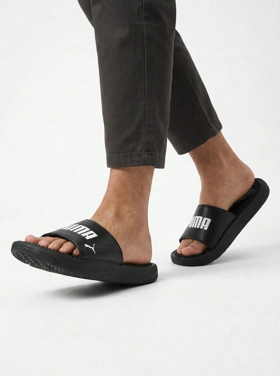 Puma Dép xỏ ngón nam mùa hè đơn giản, thông dụng, đa năng - Dép xỏ ngón Softride Massage - Đen/Trắng - Xem 1