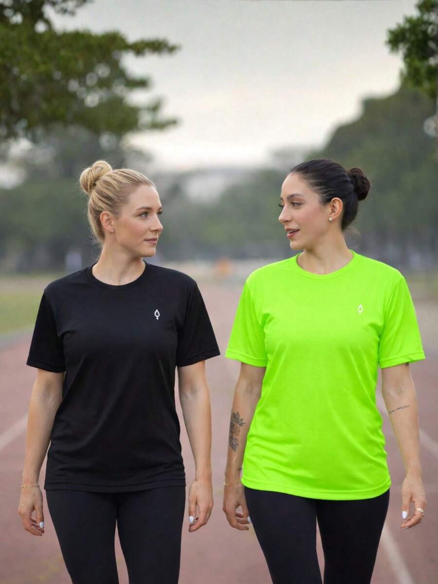 Kit Of 2 Dry Lightweight Short-Sleeve T-Shirts For Training And Running - 黑色/綠色 - 查看 1