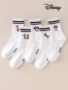 1/5 Đôi tất hình nhân vật hoạt hình Minnie Mouse & Mickey Mouse của Disney, màu trắng, mỏng, thoáng khí, thấm hút mồ hôi, chống trơn trượt, thoải mái, kiểu dáng retro dễ thương, phù hợp cho mặc hàng ngày, đi học, đi nghỉ mát, làm quà sinh nhật. - Nhiều màu - Xem 2