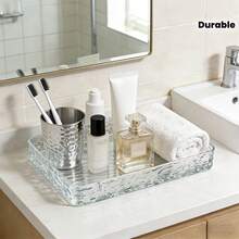 Large Acrylic Ripple Decorative Tray, Transparent, Shatter-Resistant, Durable, Multi-Functional Storage Organizer For Perfume, Skincare, Makeup Tools - Ideal For Bathrooms, Vanities, Washbasins, Home Decor, Room Decor, Bathroom Accessories - A - View 2