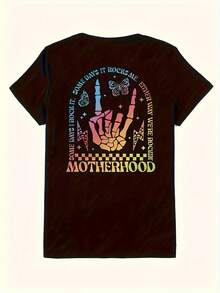 Plus Size - Plus Size - Casual Summer T-Shirt With Double-Sided Letter Print - Black - View 9