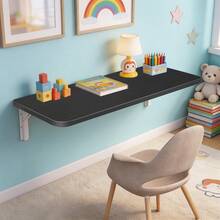 Tavolino pieghevole a parete, compatto e salvaspazio, ideale per ufficio domestico, cucina, garage, lavanderia, design moderno – 60 x 30 x 1,6 cm - nero - Visualizzare 4