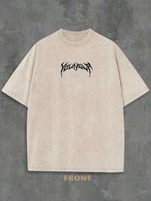 1PC 1PC Y2K Vintage Washed T-Shirt| Men's YLA Graphic Tee| Gym Graphic Tee| Gifts For Men Or Boyfriend| 100% Cotton| 230Gsm Thickened Fabric| Unisex Cotton Graphic Tees Ropa De Mujer   Concert Outfit Women  Mujer Cotton T Shirts Women Vintage Clothes Women Cute Top Women Top - 杏色 - 查看 2