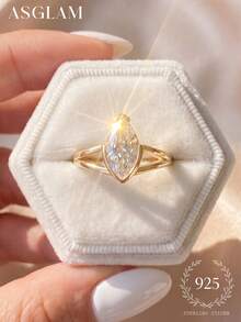 1 pieza Anillo versátil de plata de ley 925 con piedra ojo de gato, adecuado para el uso diario de niñas, ceremonia de boda, regalo para la novia - Ojo de caballo brillante - Ver 1