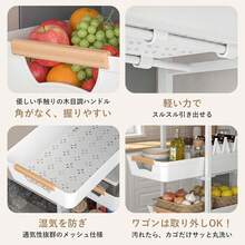 キッチンワゴン 天板付き スライド式 スリムワゴン 隙間収納 キャスター付き 高さ81cm 収納ラック 調味料棚 洗濯機横 ランドリーワゴン 洗面所 冷蔵庫横収納 スリムラック - ホワイト - チェックする 6