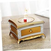 GALPADA Caja Musical Cajita Musical Joyero Estuche De Almacenamiento Tocador Clásico con Espejo - Dorado - Ver 3
