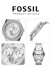 Women's Quartz Stainless Steel Three-Needle Watch, Stainless Steel Dial/Crystal Glass ES3588 - Silver - View 7