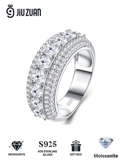 Anillo de Moissanita de plata de ley 925, hipoalergénico, anillo de compromiso/boda, diseño minimalista, uso diario versátil, regalo para el Día de San Valentín, cumpleaños, boda, viene con caja de regalo y certificado