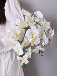 1/3 Stücke künstliche Phalaenopsis Orchidee, 7 Blütenköpfe, 88cm, rosa, künstliche Blumen, künstliche Pflanzen, Fabrikfertigung, Dekoration für Schuldorm, Büro, Outdoor-Party, Feiertag, Geburtstagsfest, Hauseingang, Hotel, Restaurant, Schlafzimmer, Wohnzimmer, Hochzeit, Küche, Garten, geeignet für Valentinstag, Ostern, Frühlings-/Sommerdekoration, Tischdekoration, Mittelstück, Plastikblumen - Weiss - Übersicht 4
