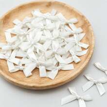 50pcs/Pack 4cm Satin Ribbon Bows, Multi-Color Options, Suitable For Gift Wrapping, Hairclip & Headpiece DIY, Ideal For Back To School And Valentine's Day - White - View 11