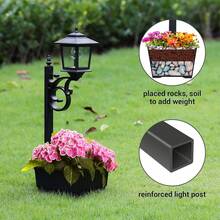 HOODINK 2 In 1 Solar Lamp Post Light With Planter, Solar Post Lights Waterproof, Outdoor Flower Pots, Led Planters Pots, Outdoor Lamps For Patio, Front Porch Decor, Warm White - 1pc - 查看 5