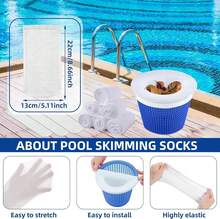 30 Pack Pool Skimmer Socks,Pool Filter Socks For Skimmer Basket For Above Ground And Inground Pool Ultra Fine Mesh Screen Pool Skimmer Scum Socks Saver,Pool Cleaning Filter Socks Cleans Debris Leaves - ColorA - View 5
