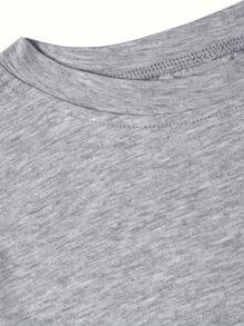 T-Shirt With The Phrase "God Bless You" Printed On It, Casual Short-Sleeved Top With A Round Neck, Women's Clothing For Spring And Summer. - 灰色 - 查看 3