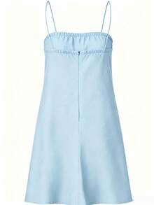 Solid Color Elegant Casual Backless Summer Camisole Dress Party - Baby Blue - View 4