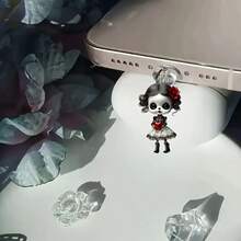 卡通可愛小女孩風鈴蘭花手機防塵塞，相容 Apple Lightning 與 Android Type-C 介面，超可愛手機裝飾吊飾 - 彩色 - 查看 11