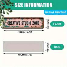 1pc Vintage "CREATIVE STUDIO ZONE" Metal Wall Sign - Farmhouse Style Wall Decor - Durable For Indoor/Outdoor Use, Suitable For Home, Kitchen, Cafe, Bar, Porch And Garden, Multipurpose English Yard Sign, Gift For Friends - 15.7 Inches - A - View 3