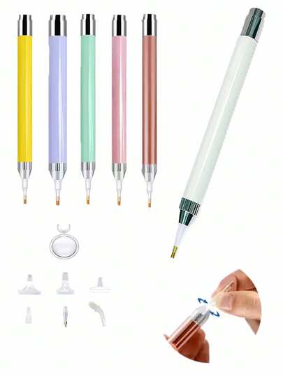 DIY Diamond Painting Luminous Dot Drill Pen Tool Set Colorful Multi-Diamond Threaded Pen Head Magnifying Glass Combination Set