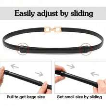 1/3 Peças Cinto Fino Versátil de Moda para Mulheres, Material de PU, Fivela Dourada, Adequado para Vestidos, Calças, Ternos, Presente Ideal para Amigos, Família e Namorada, Adequado para Uso Diário, Trabalho e Lazer - Multicolorido 1 - Visão 4