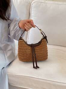 Túi xách nữ dệt thủ công số lượng nhỏ, túi đan rơm handmade, túi xách đeo vai thời trang tiện dụng cho công sở. - Nhiều màu - Xem 6