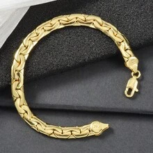 1 chiếc vòng tay tối giản 7mm bằng đồng mạ vàng 14K kiểu Ý, bản dệt mịn, dành cho nữ, thích hợp đeo hàng ngày hoặc đeo nhiều lớp. - Vàng - Xem 3