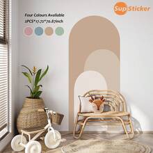SUPSTICKER 2入大尺寸波希米亞風層次拱門牆貼，可撕貼可移除 PVC 牆貼，適用兒童房、育兒室、臥室，17.72x70.87英吋 - 彩色 - 查看 1