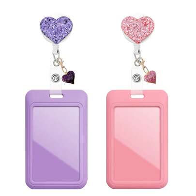 1pc Resin Heart-Shaped Badge Reel Retractable Card Holder With Badge Charm, Cute Badge Holder Suitable For Bus Card, Credit Card And ID Card, Ideal Gift For Doctors, Nurses, Teachers And Office Workers