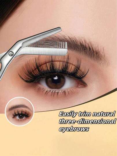 2pcs/Set Stainless Steel Eyebrow Scissors With Eyebrow Brush, All-In-One Eyebrow Trimmer Suitable For Men And Women, Gift, Travel, Economical Product, Travel Essential
