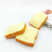 1pc Pressure Relief Bread Squeezing Toy - Realistic Bread Model Slow Rebound Soft Toy, Prank Toy, Quick Rebound Flour Toast Squeezing Toy Suitable For Adults (Toast Style) - Multicolor - View 5