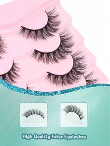 7 Pairs Cat Eye Lashes Natural Look False Eyelashes Wispy Black Band Eyelashes Look Like Extension Fox Eye Soft Strip Lashes - Black - View 4