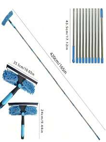 1 Set Of 2-In-1 Window Cleaning Brush And Scraper Set With Stainless Steel Pole, Reusable Scraper Brush For Outdoor, Glass And Window Cleaning, Including Multiple Components And Chenilla, Professional Cleaning Set For Indoor And Outdoor Cleaning - 2-in-1 Glass Brush - View 8