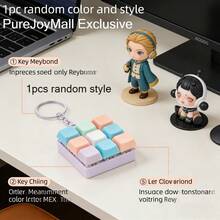Llavero de teclado mecánico mini, accesorio de escritura portátil, perfecto para viajes y uso de oficina. Este llavero (equipado con teclas de colores y cadena - 9 cuadrículas - Ver 3