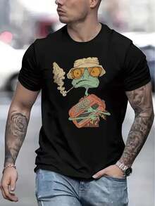 Men's T-Shirt, Comfortable, Round Neck, Casual, Cotton, Short Sleeve, Soft And Breathable, Men's Clothing, Summer And Spring T-Shirt, Streetwear, Cotton Fabric, Letter Print, Loose And Comfortable. - White - View 6