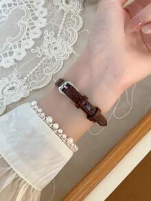 1pc Women's Oval Roman Numeral Casual Elegant Quartz Wrist Watch, Suitable For Daily Wear - Brown - View 10