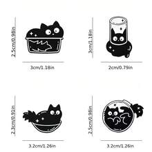 黑猫珐琅胸针 时尚装饰胸针 衣领包饰徽章 珠宝礼品 - 黑與白 - 查看 3