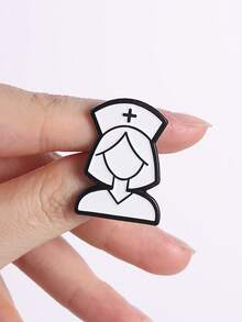 Insignia de solapa esmaltada de enfermera profesional simple, insignia conmemorativa del personal médico, pin de solapa elegante para enfermeras, regalo perfecto para trabajadores de la salud - Blanco - Ver 7