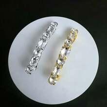 Pinza de pelo cuadrada de lujo con cristales de colores brillantes, accesorio de pelo de cristal con efecto retro - cuadrado - Ver 5