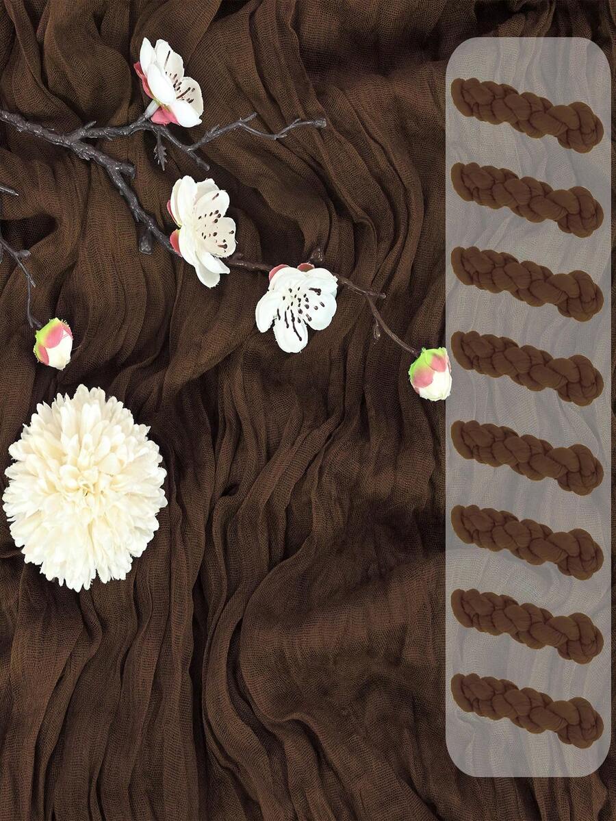 8条装咖啡棕色纱布桌旗,90 x 300厘米,波西米亚风薄纱桌布装饰,浪漫乡村半透明桌布,适用于用餐、婚礼、婴儿派对、生日等场合 - 復古粉 - 查看 1