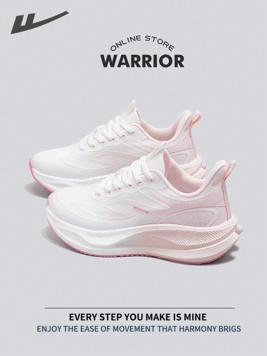 WARRIOR 女款时尚复古运动鞋,春夏舒适跑步鞋,简约休闲又不失时尚感,四季皆宜,耐磨耐穿,适合全天穿着的训练鞋。 - 白/淺粉 - 查看 1