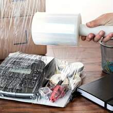1 Roll 300m PE Stretch Wrap Film With Handle, Suitable For Home, Kitchen And Industrial Use, Perfect For Box Sealing And Packaging - Clear - View 7