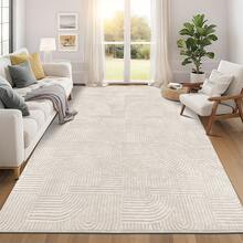 Pauwer Washable Area Rugs For Living Room Modern Beige Solid Color Soft Fluffy Rugs For Bedroom Non Slip Boho Accent Indoor Mat Floor Carpet Cover For Kids Room Dining Room Kitchen Office, Beige - Beige - View 16