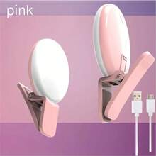 Đèn selfie mini dạng kẹp tròn, sạc lại được, 3 mức độ sáng, thời lượng pin 2-8 giờ, đèn chiếu sáng chụp ảnh cho điện thoại, phù hợp cho chụp ảnh, quay video và vlog trên /Android. - Nhiều màu - Xem 10