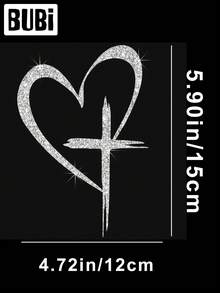 Bling Cross Heart Car Stickers Decals Diamond Decorative Auto Accessories Window Full Body Decorative Sticker For Women Man Girls Universal Cars Stuff - Cross - View 5